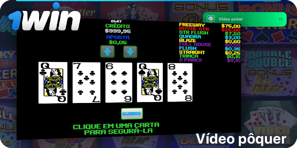 Vídeo pôquer categoria no 1Win cassino
